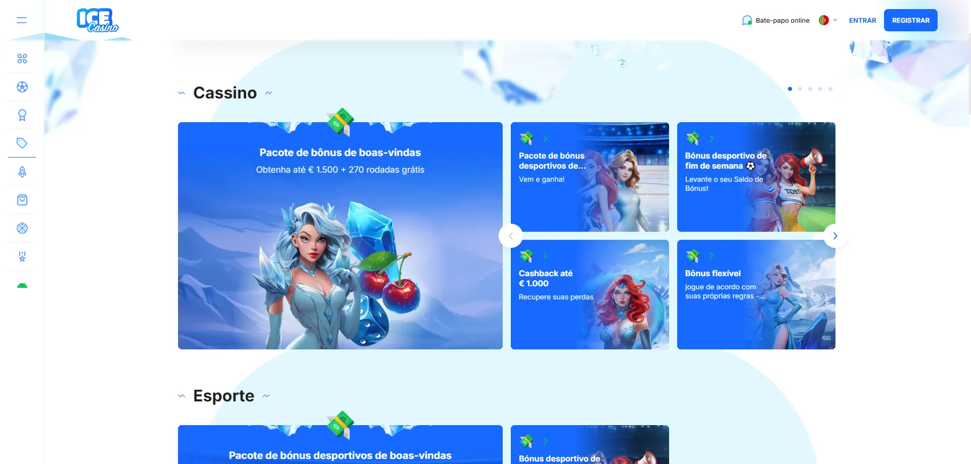 Bônus de boas-vindas ice casino até BRL 9000 mais 270 giros grátis