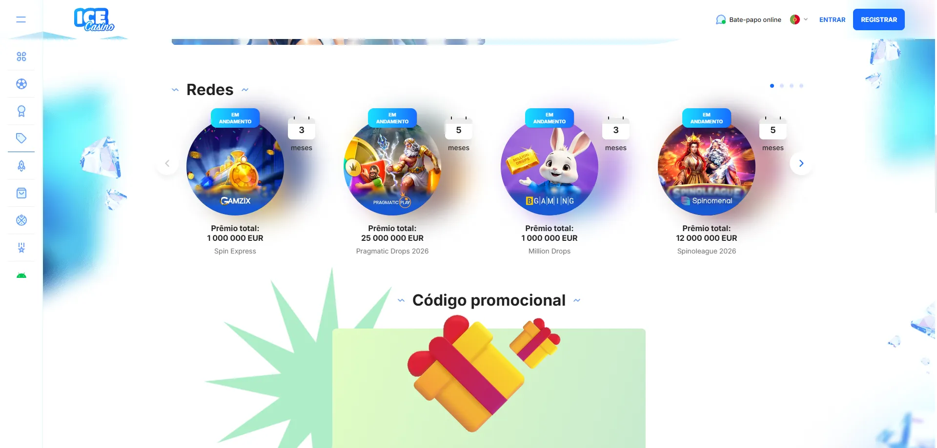 Jogos de slots e cassino ao vivo disponíveis na plataforma ice casino