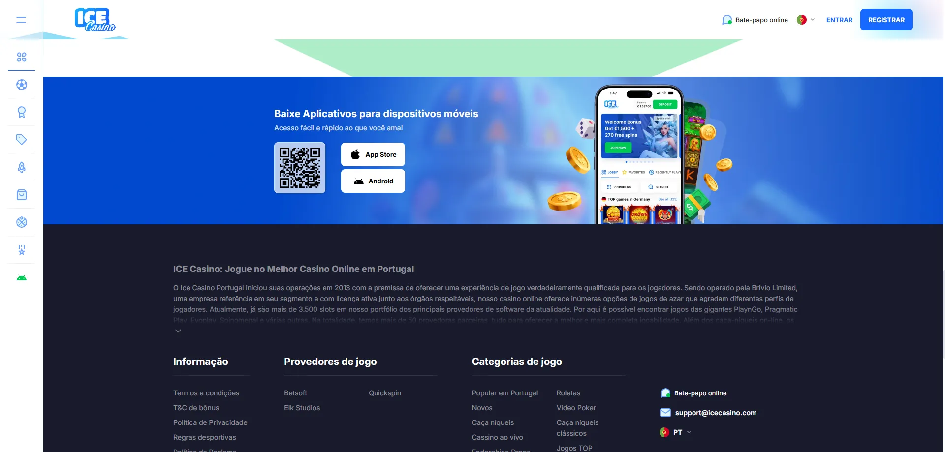 Aplicativo mobile do ice casino para Android e iOS em 2026